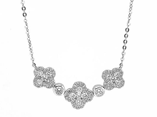 18k white gold triple clovers diamond necklace (DN00937M)