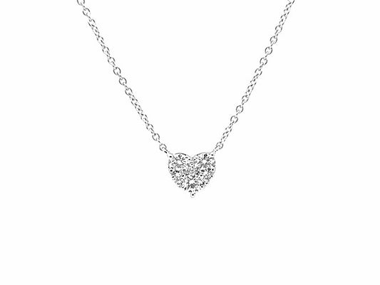 18k white gold heart diamond necklace (DN10269B)