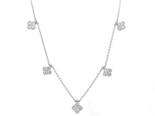 18k white gold diamond five clovers necklace (DN10319B)