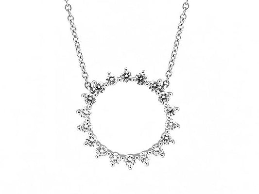 18k white gold diamond circle necklace (DN10383B)