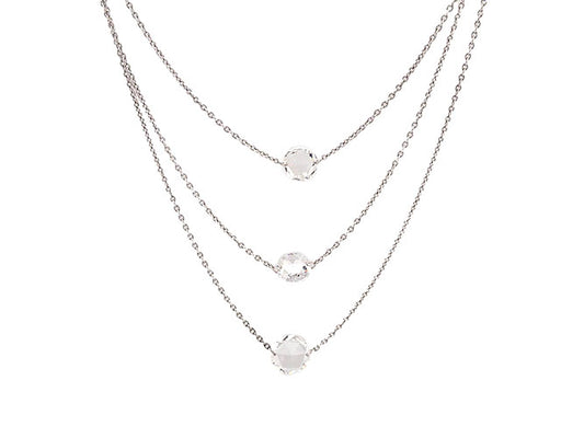 18k white gold drilled fancy diamond layering necklace (DN1079PA)