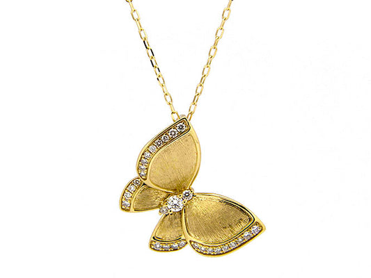 14k yellow gold diamond butterfly necklace (DN19904QY)