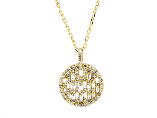 14k yellow gold illusion diamond circle necklace (DN19913QY)