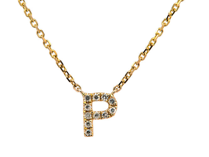 14k yellow gold diamond initial necklace (DN30334KY)