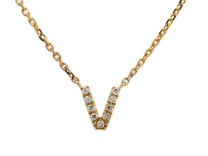 14k yellow gold diamond initial necklace (DN30334KY)