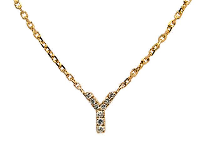 14k yellow gold diamond initial necklace (DN30334KY)