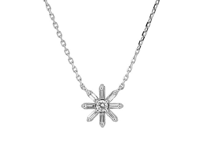 14k white gold diamond starburst necklace (DN30529E)