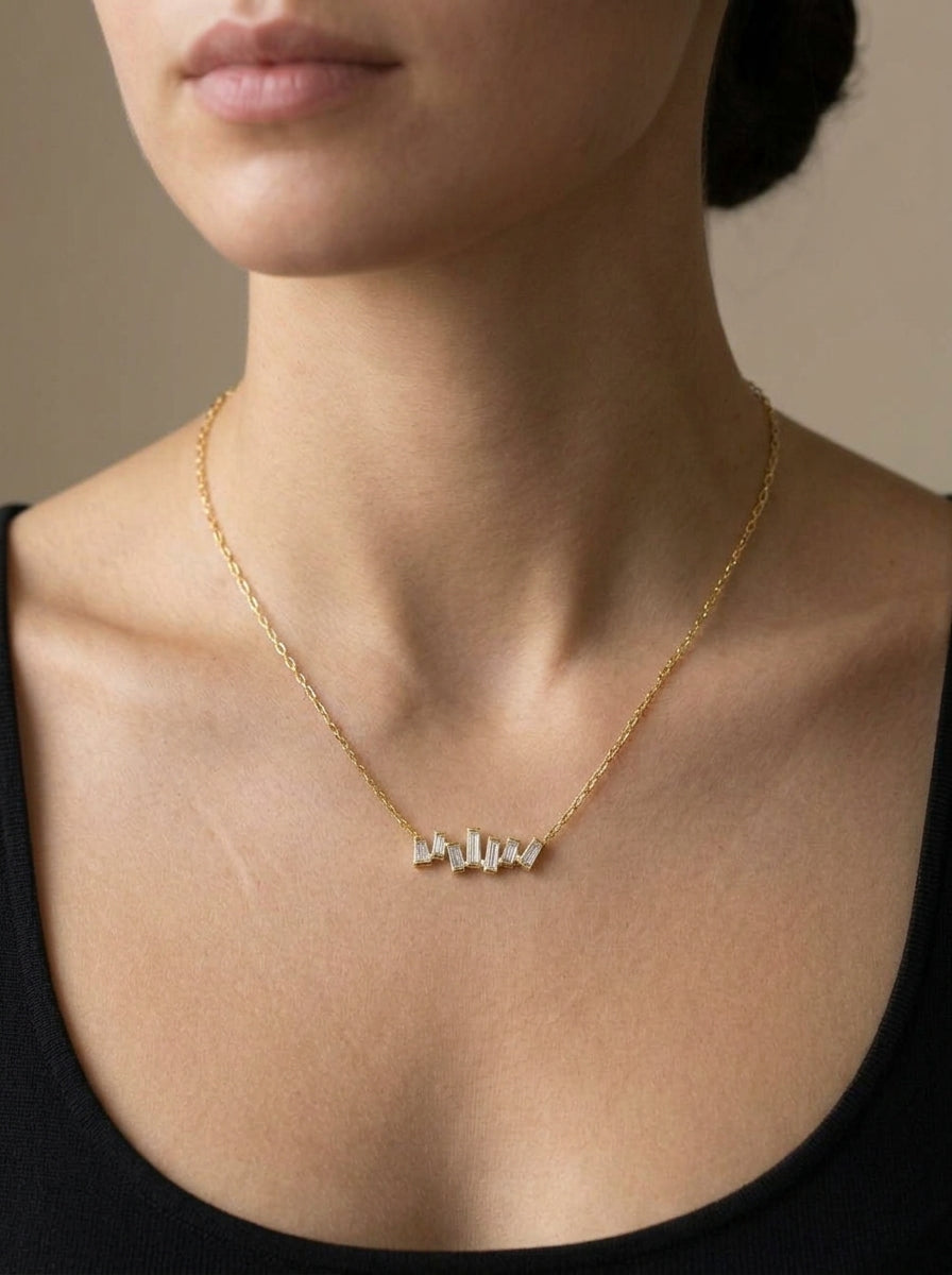 14k yellow gold diamond modern baguette necklace (DN30532EY)