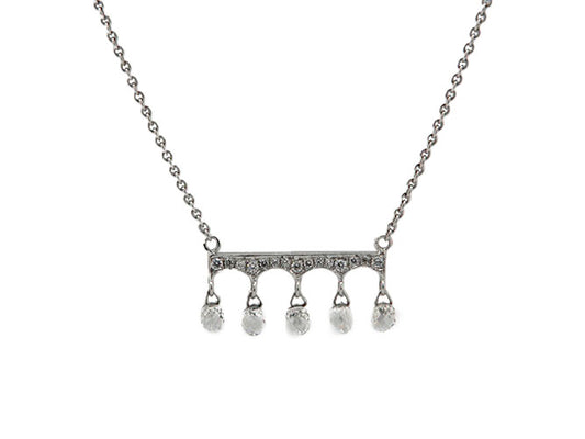 18k white gold dangle briolette diamond necklace (DN345PA)