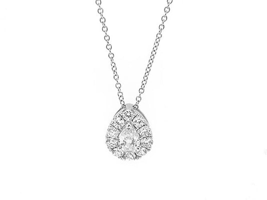 18k white gold pear halo diamond necklace (DN41228SC)