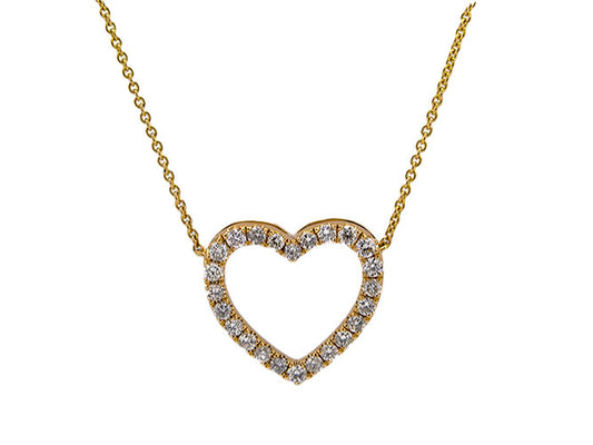 18k yellow gold diamond open heart necklace (DNNJNN03CY)