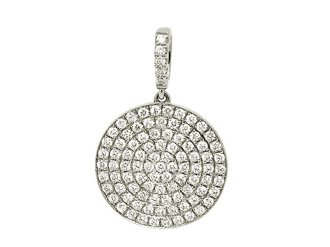 18k gold flat pave disc pendant (DP13105K)