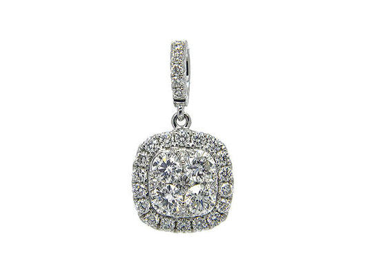18k white gold cluster halo diamond necklace (DP16195K)