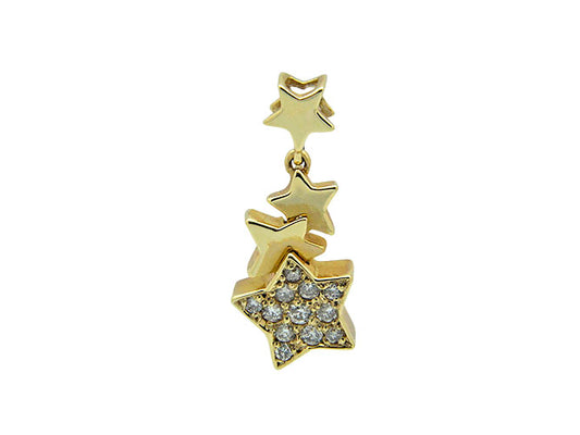 14k yellow gold diamond twinkle stars pendant (DP30533EY)