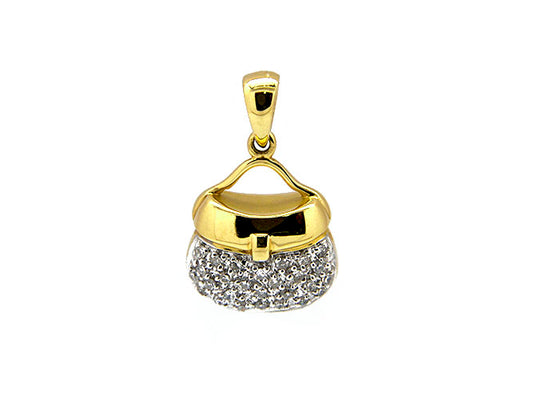 14k yellow gold diamond pouch pendant (DP7P01GY)