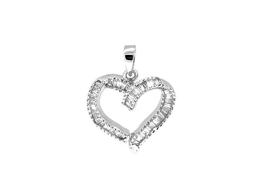 14k white gold diamond open heart pendant (DP7R21G)