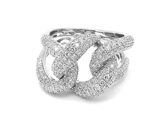 18k white gold diamond big link ring (DR1256AP)
