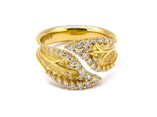 14k yellow gold converging vine diamond ring (DR19900QY)