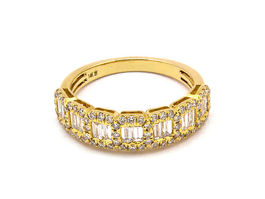 18k yellow gold baguette halo diamond ring (DR19918QY)