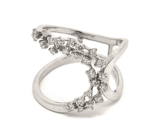 14k white gold open space cluster diamond ring (DR30287E)