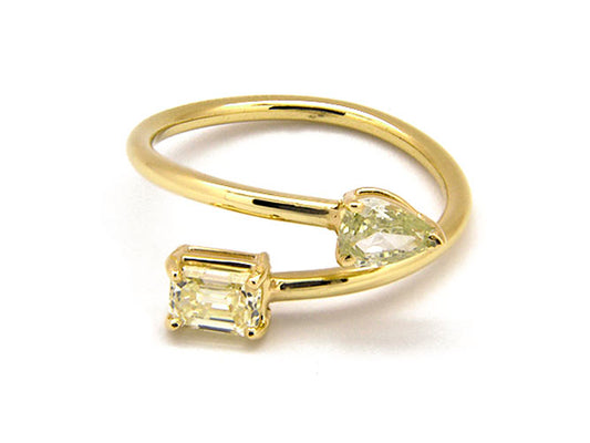 14k yellow gold fancy cut color diamond open ring (DR30525EY)