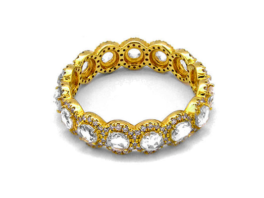 18k yellow gold rose cut diamond eternity band (DR591PAY)
