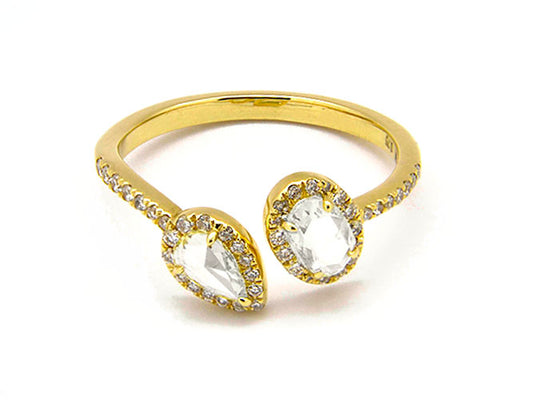18k yellow gold rose cut diamond open ring (DR629PAY)