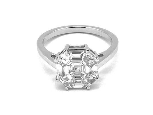18k white gold octagon illusion diamond ring (DR645PA)