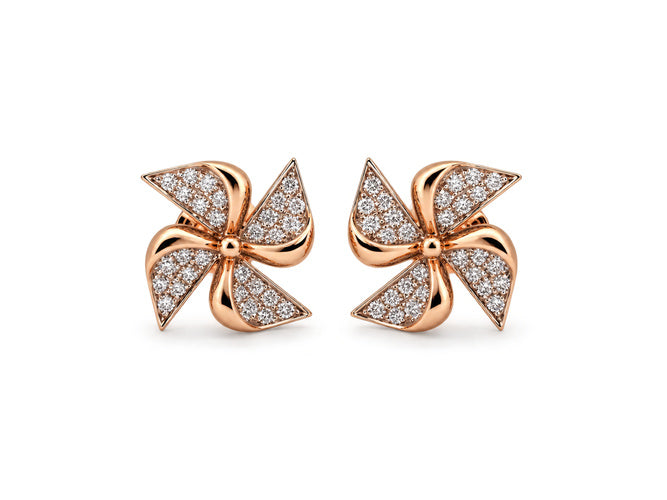 18K Rose Gold Diamond Pinwheel Earrings (E00308NR)
