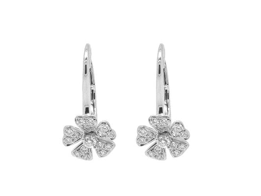 14k gold diamond small flower dangle earring (E00737M)