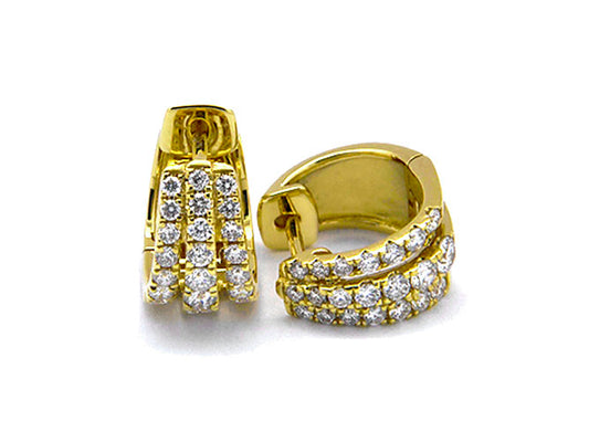 18k yellow gold three rows huggie (E01729MY)