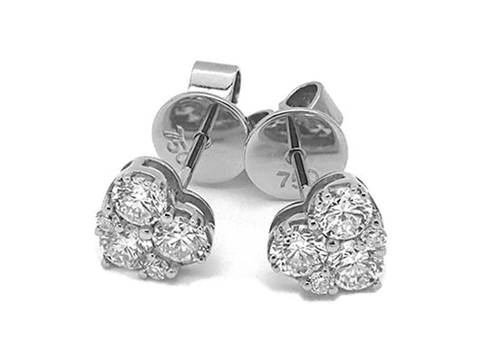 18k white gold little heart shape diamond earring (E02004M)