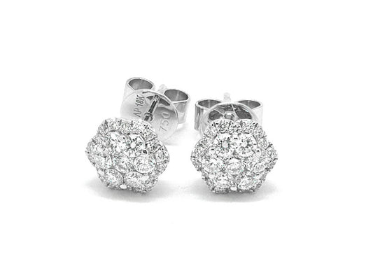 18k white gold diamond illusion round stud (E2128AP)