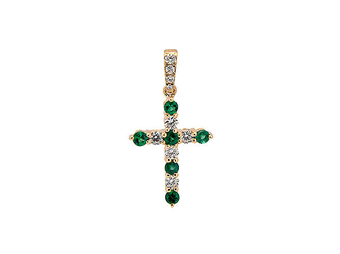 14k gold precious stone petite cross pendant (P3178L)