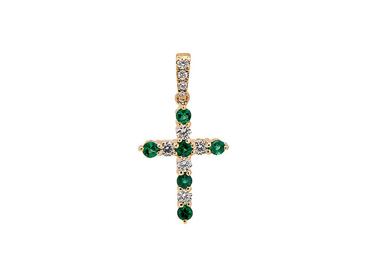 14k gold precious stone petite cross pendant (P3178L)