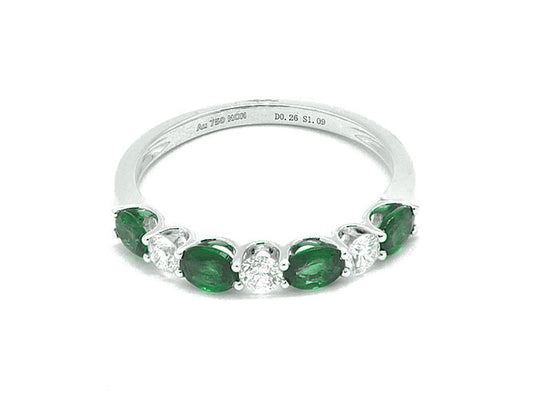 18k white gold color stone and diamond alternating band (SR04222N)