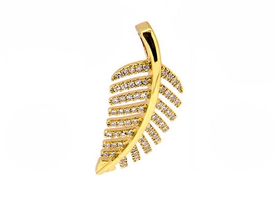 18k yellow gold fern leaf diamond pendant (KNP10161VY)