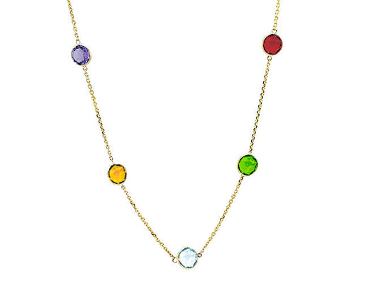 14k yellow gold color stones necklace (MN12551EY)