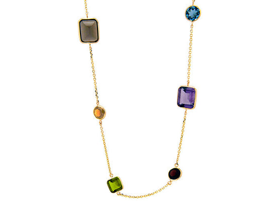 14k white gold color stones necklace (MN13210E18)