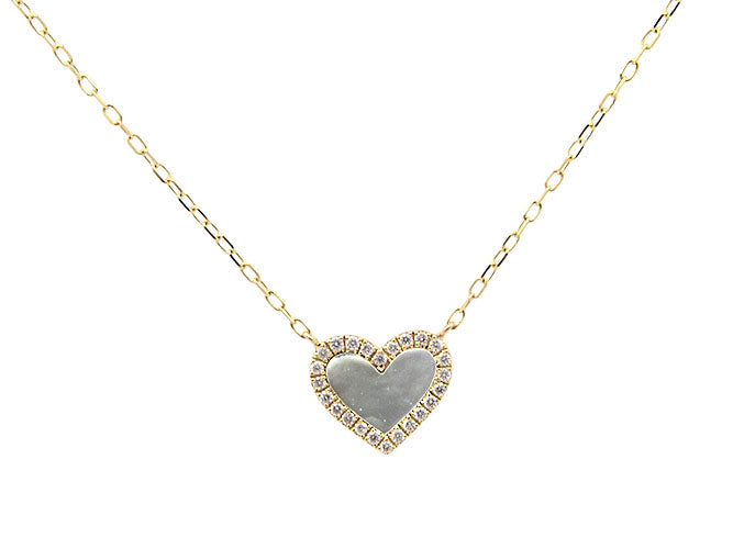 18k yellow gold small heart mother of pearl necklace (MPN96773KY)