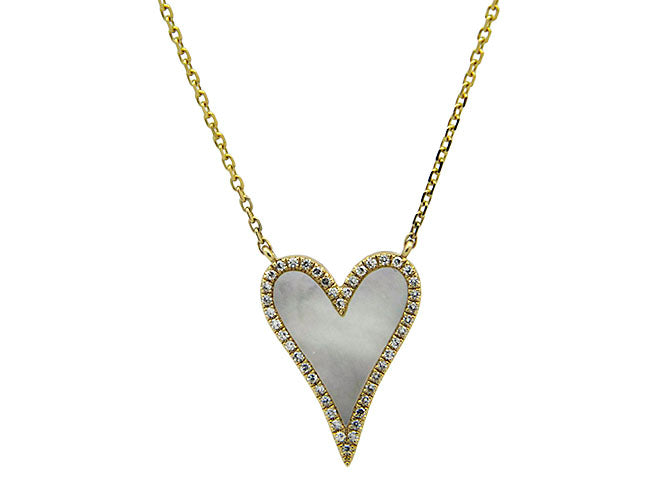18k yellow gold big heart mother of pearl necklace (MPN96778KY)
