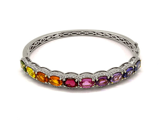 18k gold rainbow sapphire and diamond bangle (MSA3054L)