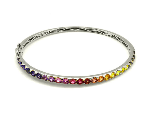 14k white gold rainbow sapphire bangle (MSA3116L)