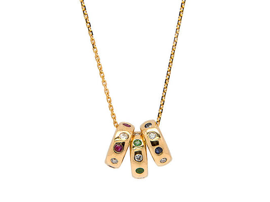 14k yellow gold color stones and diamond on a rondel necklace (MSN30397EY)