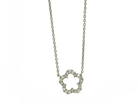 14k white gold five patels flower necklace (N00237M)