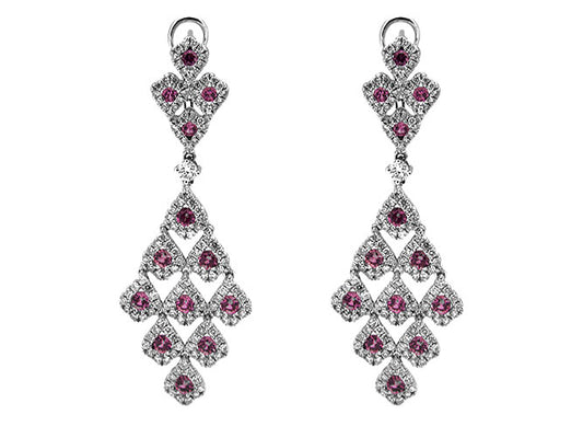 18k white gold pink sapphire and diamond chandelier earring (PSSE00084M)