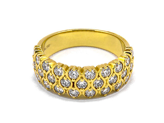 18k yellow gold round diamond thick band (R01481NY)