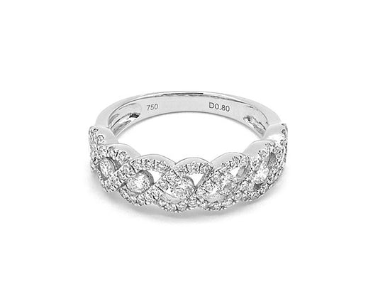 18k white gold diamond woven ring (R04032)