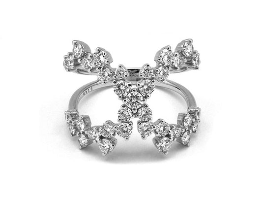 18k white gold cross diamond ring (R05220N)