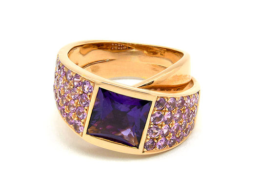 18k rose gold amethyst and pink sapphire ring (AR2299VR)